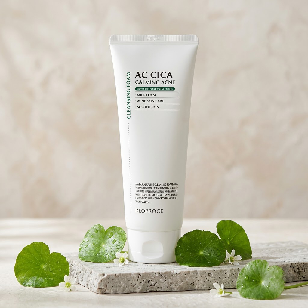 Sữa Rửa Mặt Rau Má Ngừa Mụn, Làm Dịu Da DEOPROCE AC CICA CALMING ACNE CLEANSING FOAM